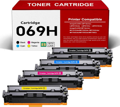 069H Toner Cartridges Set Compatible Replacement for Canon 069/069H Toner Use with lmageCLASS MF753Cdw MF751Cdw MF756Cx LBP674Cdw LBP673Cdw Printer|MF753cdw Toner,4Pack