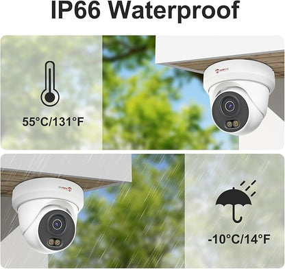 Anpviz 16CH PoE Security Camera System,8PCS 5MP Wired IP TurretCameras Outdoor, Color Night Vision, Built in Mic, 12MP PoE NVR with 4TB HDD for 24/7 Recording, CCTV for Businesses Home