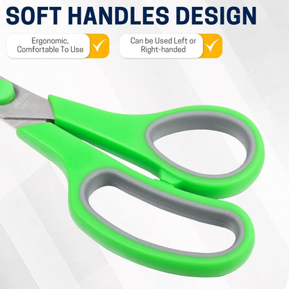 8" Multipurpose Scissor Bulk 48 Pack, Comfort Grip Handles Ultra Sharp Blade Shears Stainless Steel Scissors for Office Home, All Purpose Scissors