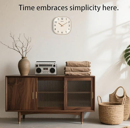 Small Wall Clock, 8 Inch Silent Non Ticking Battery Operated Clock, Square Analog Decorative Wall Clocks for Bedroom Living Room Office Home Gym Porch Decor Indoor Outdoor Clocks, Rose Gold