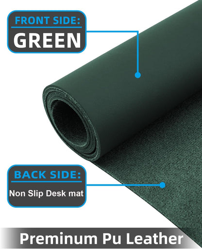 Extra Large Desk mat, Leather Desk Pad Protector,Office Desk Mat,Mouse Pad, Non-Slip Desk Blotter, Laptop Desk Pad, Waterproof Desk Writing Pad for Office&Home (Dark Green, 55" x 17")
