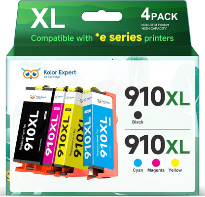 910XL Ink Cartridges Combo Pack Replacement for HP 910XL Ink Work with HP OfficeJet Pro 8025e 8022e 8015e 8028e 8035e 8020 8022 8025 8035 Printer (Black, Cyan, Magenta, Yellow)