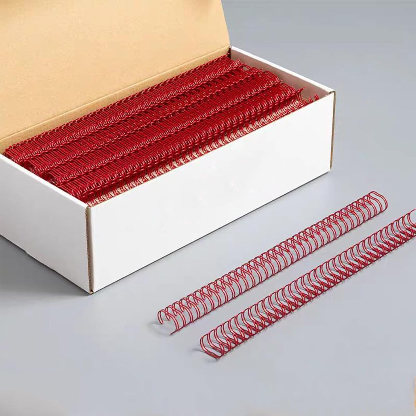 100 Pack Double Loop Wire Binding Spines, YolieraArt Wire Binding Spines, 5/16 Inch Binding Wire for Letter Size (40 Sheet Capacity, 100P, 3:1 Pitch, Red)