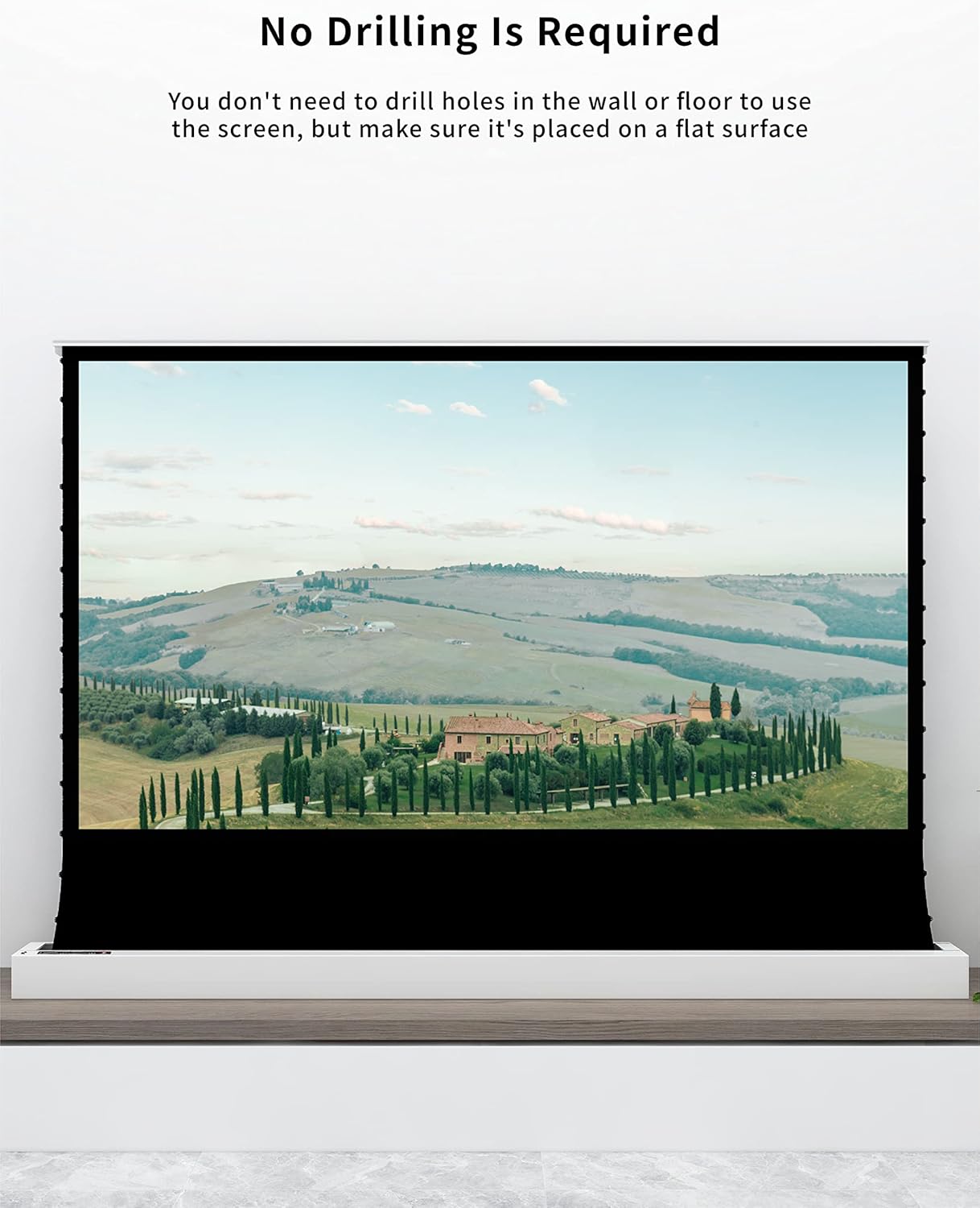 VIVIDSTORM-Movie Screen S 120inch Motor Rollable Foldaway Portable Screen with White Cinema PVC, 4k 3D HD Gaming/Office Room,Compatible with Standard Projector,VWSDSTW120H