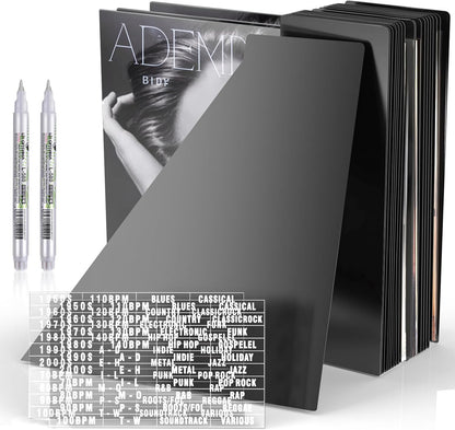 Facmogu 20PCS Vinyl Record Dividers, 12 Inches LP Album Dividers, Plastic 33 RPM Record Divider, 1 Inch Large Tab DIY LP Album Separators, Blank Separators Card for Records Album Storage - Black