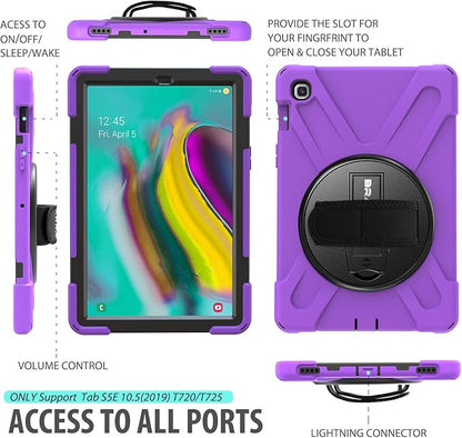 BRAECN for Samsung Galaxy Tab S5e Case 10.5 inch 2019, Heavy Duty Shockproof Case with 360 Rotating Kickstand/Hand Strap&Shoulder Strap for Galaxy Tab S5e 10.5‘’ Tablet SM-T720/SM-T725
