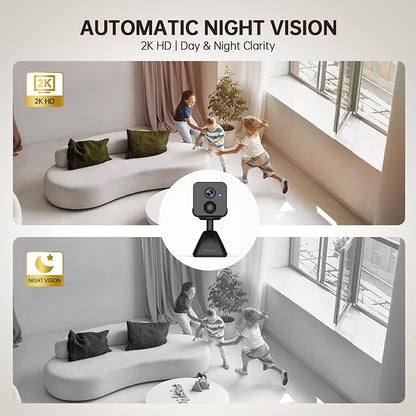 Hidden Camera – 2K HD Wireless Security Camera with Video, Mini Indoor Cameras for Home Security, AI Motion Detection, Night Vision, Built-in Siren, 60-Day Battery Life, Nanny cam, pet Camera