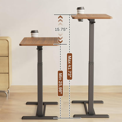FLEXISPOT Mobile Standing Desk with Wheels Pneumatic Laptop Desk Rolling Computer Cart Movable Height Adjustable Small Sit Stand Desk Computer Workstations Home Use(27.6" W x 15.7" D,Mahogany)