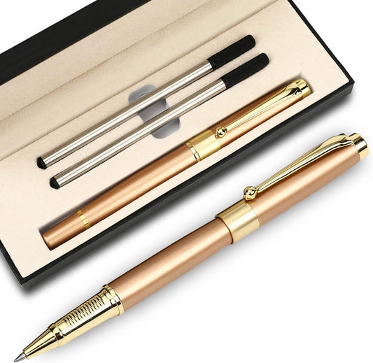 YIVONKA Ballpoint Pen Black Refill,Luxury Ballpoint Line width 0.5mm,Best Ball Pen Gift Set for Men & Women Professional Executive,Office,Nice BallPens Classy Gift Box (Rose Gold)