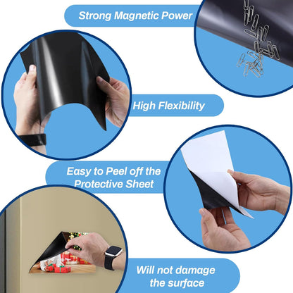 Magnetic Sheets with Adhesive Backing,8.5" x 11"(Pack of 16),30 mil Thick Cuttable Flexible Magnet Sheets for DIY Crafts,Photos and Stickers,Magnetic Paper with Strong Self Adhesive