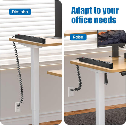 HHSOET 8 Outlet Metal Wall Mount Power Strip, Mountable Outlet with Switch, Heavy Duty Wide Spaced Surge Protector, 6 FT SJT 14AWG Black Spring Cord.