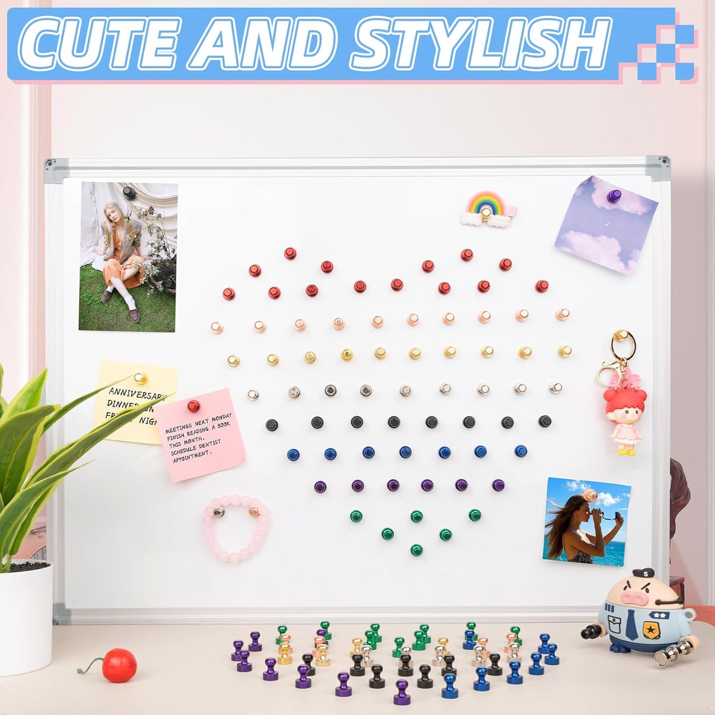 VNDUEEY 30Pcs Strong Fridge Magnets, Black Whiteboard Magnets Refrigerator Magnets, Magnetic Push Pin, Small Metal Magnets for Locker, Map, Kitchen, Office, School, Adults