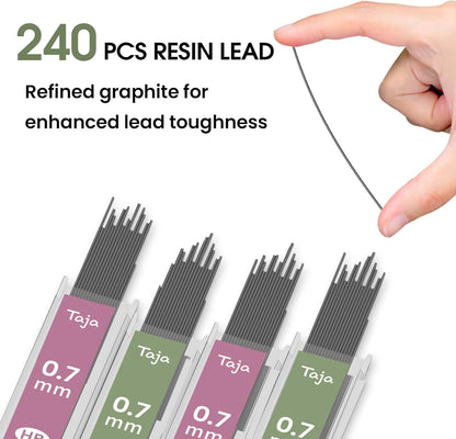 Aesthetic 0.7mm Mechanical Pencil Set with Case – 3 Vintage Mechanical Pencils, 4 Tubes HB #2 Lead Refills, 3 Erasers & 12 Eraser Refills, Cute Pencil Kit for Back to School Stationery Supplies