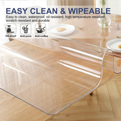 Clear PVC Table Protector 17x32 Inch Crystal Desk Top Mat Transparent Table Mat Waterproof Table Pad Plastic Desk Protector for Vanity Desk Writing Desk TV Bench Sofa Table Make-up Mat Make of Plastic