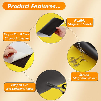 Flexible Magnetic Sheets with Adhesive Backing, 8 x 10 Inch, 20 Packs, Magnetic Contact Paper for Dies, Photos, School, Home, Office