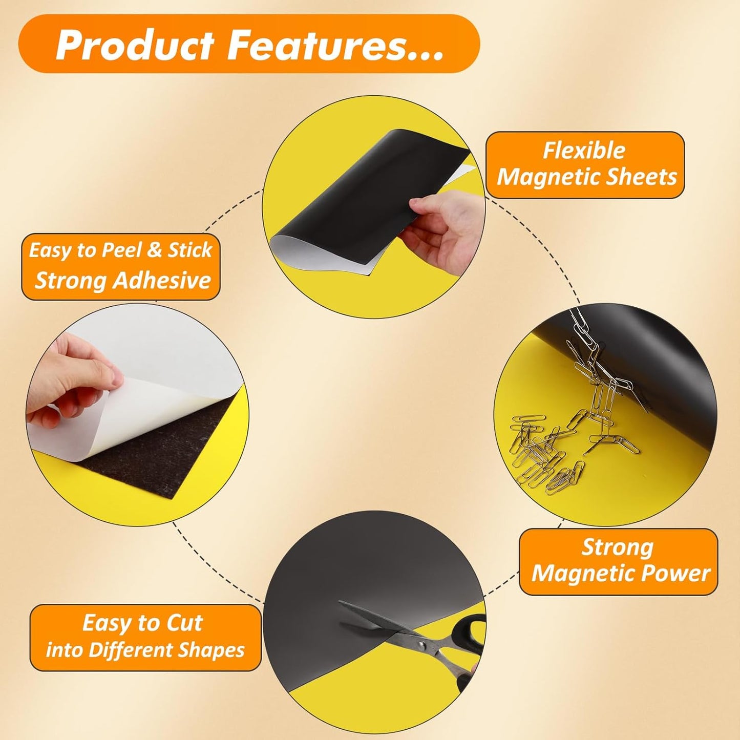 Adhesive Magnetic Sheets 5 x 7 Inch, 50 Packs Magnetic Sheets with Adhesive Backing - 0.5mm Thickness Flexible Magnet Sheets for Dies Storage, Craft Projects, Photos, School, Office