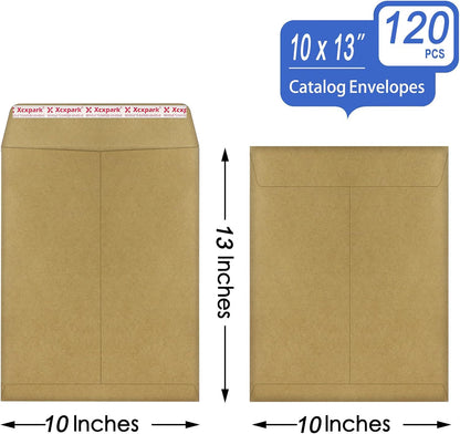 120 PCS 10x13 inches Security Catalog Envelopes Printable Self Seal Envelopes, Anti Tear Recycled Kraft Envelopes for Invitation Cards, Pictures, Photos, Documents