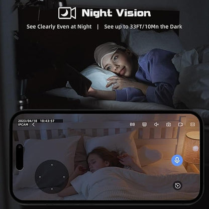 Indoor Security Camera, Indoor Camera for Home Security, WiFi Home Camera with 360° Pan Tilt, AI Motion Detection, Two-Way Audio, Night Vision for Baby, Pet, Elderly Monitoring
