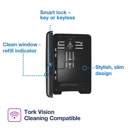 Tork Xpress Multifold Hand Towel Dispenser Black H2, One-at-a-Time Dispensing, Elevation Range, 553028