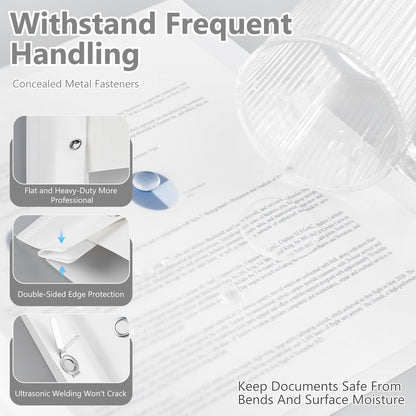 48 Pack Plastic Report Covers with 3 Prongs Presentation Folders Bulk, 100 Sheet Capacity, Clear Front Report Covers for Presentation Document Paper School Office Supplies (White)