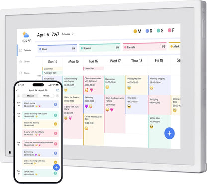 Dragon Touch 10.1 inch Digital Calendar Chore Chart – Interactive Touchscreen, Smart Family Planner, Hearth Display Desk Digital Calendar Seamless Scheduling