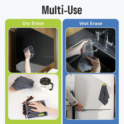 loukin 4 Pack Magnetic Cleaning Cloth, Microfiber Dry Erase Eraser, Washable Whiteboard Cleaning Cloth for Classroom, Home and Office, Gray, 12" x 12" - 3.4 fl oz Whiteboard Cleaner x 2 Included