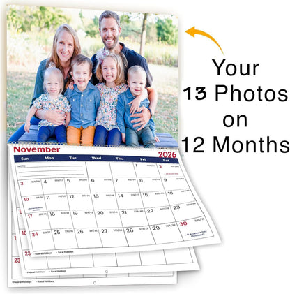 Custom Calendar 2026 for Home & Office - Print Your 13 Memories,Make Your Own Personalized Calendar Customized Christmas Gift &use your photo (Wall Calendar2, 11x17 Inch)