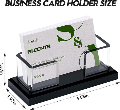 2 Pack Acrylic Business Card Holder for Desk,Clear Business Card Display Stand for Desktop, Business Card Organizer Card Stand