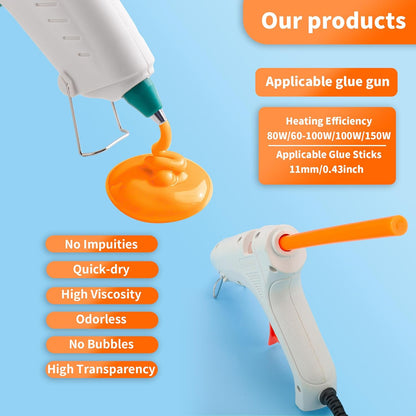 MATUFF 52 Pcs Orange hot Glue Sticks Full Size 0.43” Dia x 8” Long, Colored Hot melt Glue Sticks, All-Purpose Glue Sticks for Halloween Pumpkins Crafts Make, DIY Art Craft Repair Bonding