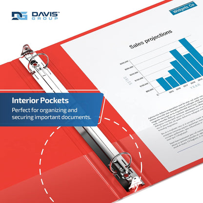 Easyview Premium 3-Ring Binders with Clear-View Covers and Round Rings, Binders for School or Office, 2 Inch, Pack of 6, Red