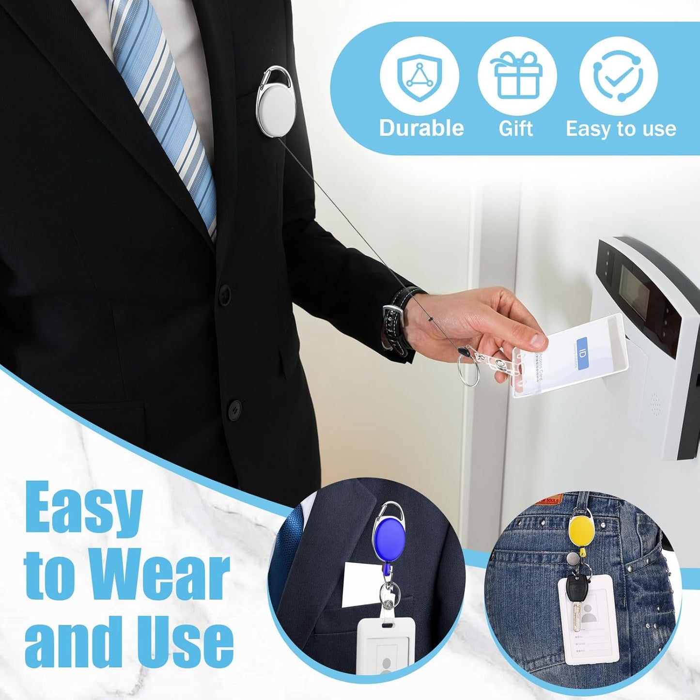 Yaomiao 100 Pack Retractable Badge Holder Reel with Clips Heavy Duty ID Card Holder Reels Bulk with Key Ring for Office Worker Doctor Nurse Employee School Students (Mixed Colors)