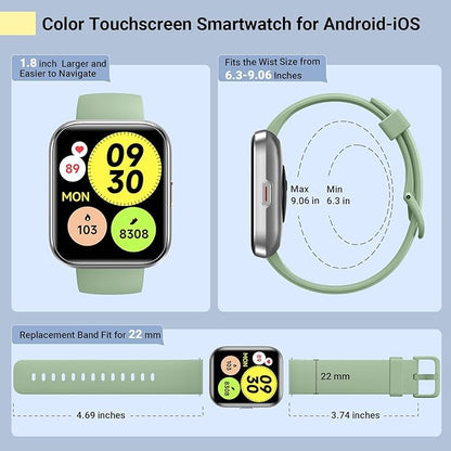 Smart Watches for Women/Men, Smart Watch for Android Phones & iPhone, Fitness Watches for Women with Alexa, Call & Notification Alerts, Tracks Heart Rate/Sleep Smartwatches (Green, 1.8 inches)