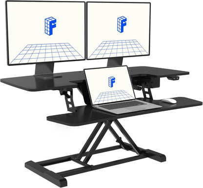FLEXISPOT 40" Electric Height Adjustable Standing Desk Converter Motorized Stand-up Desk Riser with Quick Release Keyboard Tray, for Home and Office