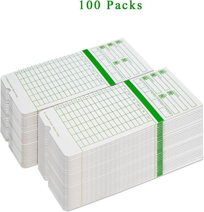 Zzrywuty All Pay Periods, 100 Count Time Cards for Hn3000, 2-Sided, 3 3/8" x 7 3/8", Green