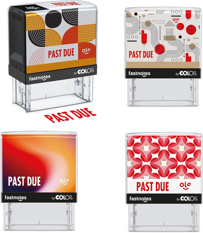 Fastnotes Past Due Self-Inking Rubber Stamp by COLOP - Great for Office Documents, Notary, Warehouse, Accounting Paperwork, Business, and Legal Documentation - Red Ink (Past Due- Red)