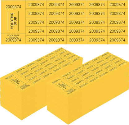 Kosiz 1000 Sheets 25 Bid Raffle Ticket Sheets Chinese Auction Tickets Numbers for Basket Events and Silent Auctions (Yellow)