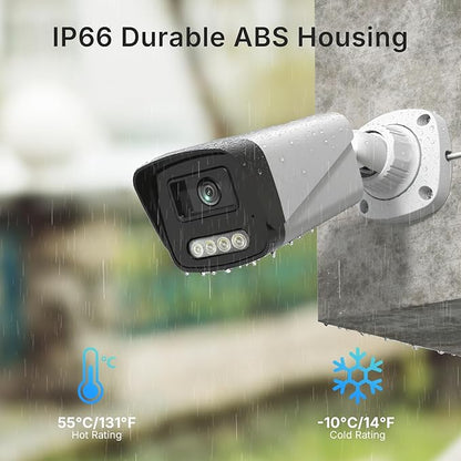 Rraycom Home Security Camera System,4pcs H.265 3MP Wired PoE IP Cameras Outdoor with Spotlight&Motion Detection,Two-Way Audio,Waterproof,4K NVR with 1TB HDD for 24-7 Recording,No Monthly Fee