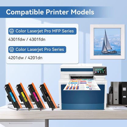 MYTONER 210X Toner Cartridges 4 Pack Compatible Replacement for HP 210X 210A 210 High Yield for Color Pro MFP 4301fdw 4301fdn 4201dw 4201dn Series Printer Ink 210X 210A W2100X W2100A