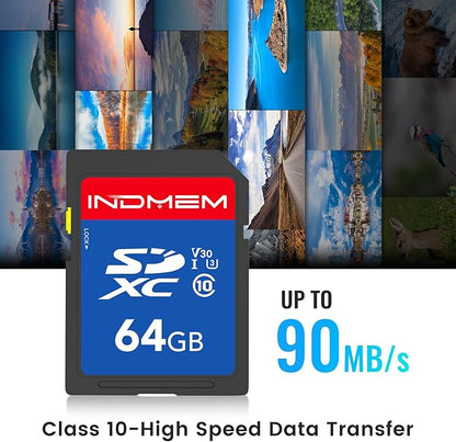 64GB SD Card 2pack, C10, U3, V30, High Speed up to 90M/S SDXC UHS-I Memory Cards, Full HD & 4K Video Compatible with Canon Nikon Sony Pentax Kodak Olympus Panasonic Digital Camera, 64GB(2pc)