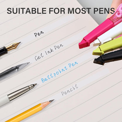 Correction Tape Pen, 10-Count Pack, 19.69ft Each, Dry Instantly, Stretch Resistant, not Easy to Break, as Smooth as Writing, Perfect for School, Office Supplies, Black White Red Yellow Blue