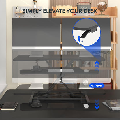 FLEXISPOT 40" Wide Standing Desk Converter Sit to Stand up Riser Height Adjustable Computer Workstation with Spacious 2-Tier Desktop, Black