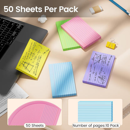 Index Cards 3x5 Inch, 500sheets, Flash Cards,Ruled Lined Colored Note Cards Paper For Studying, Schools Supplies, College, Office And Home Organization, Note Taking Supplies
