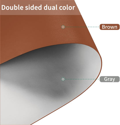 Leather Table Cover,1.8mm Thick,42x84 Inch Table Protector,Table Protector for Dining Room Table,Dining Table Cover,Dining Table Pads.(Brown+Gray,42x84)