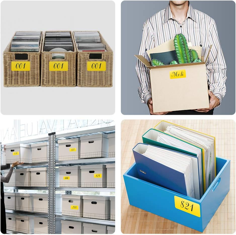 Rectangle Labels Sticker 3×5 Inch Vinyl Floor Stickers Color Coding Name Tags Roll Removable 200 PCS, Yellow