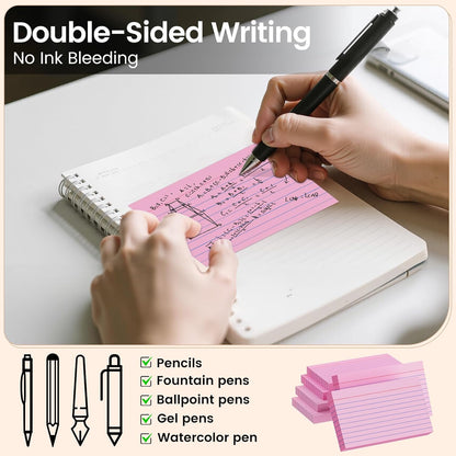 Index Cards 3x5 Inch, 300sheets, Flash Cards,Ruled Lined Pink Note Cards Paper For Studying, Schools Supplies, College, Office And Home Organization, Note Taking Supplies