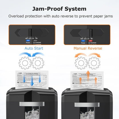 Bonsaii Paper Shredder, 12 Sheet Cross Cut Shredders for Home Office Heavy Duty, 20-Minutes Running Time with 4.2 Gal Pullout Bin for Credit Card Jam-Proof Shredding Machine (C266-A New)