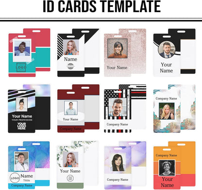 Custom Id Badge, Personalized Employee Photo Identification Card with Lanyard, Durable ID Card for Office Worker Doctor Nurse Student-Vertical-Template5