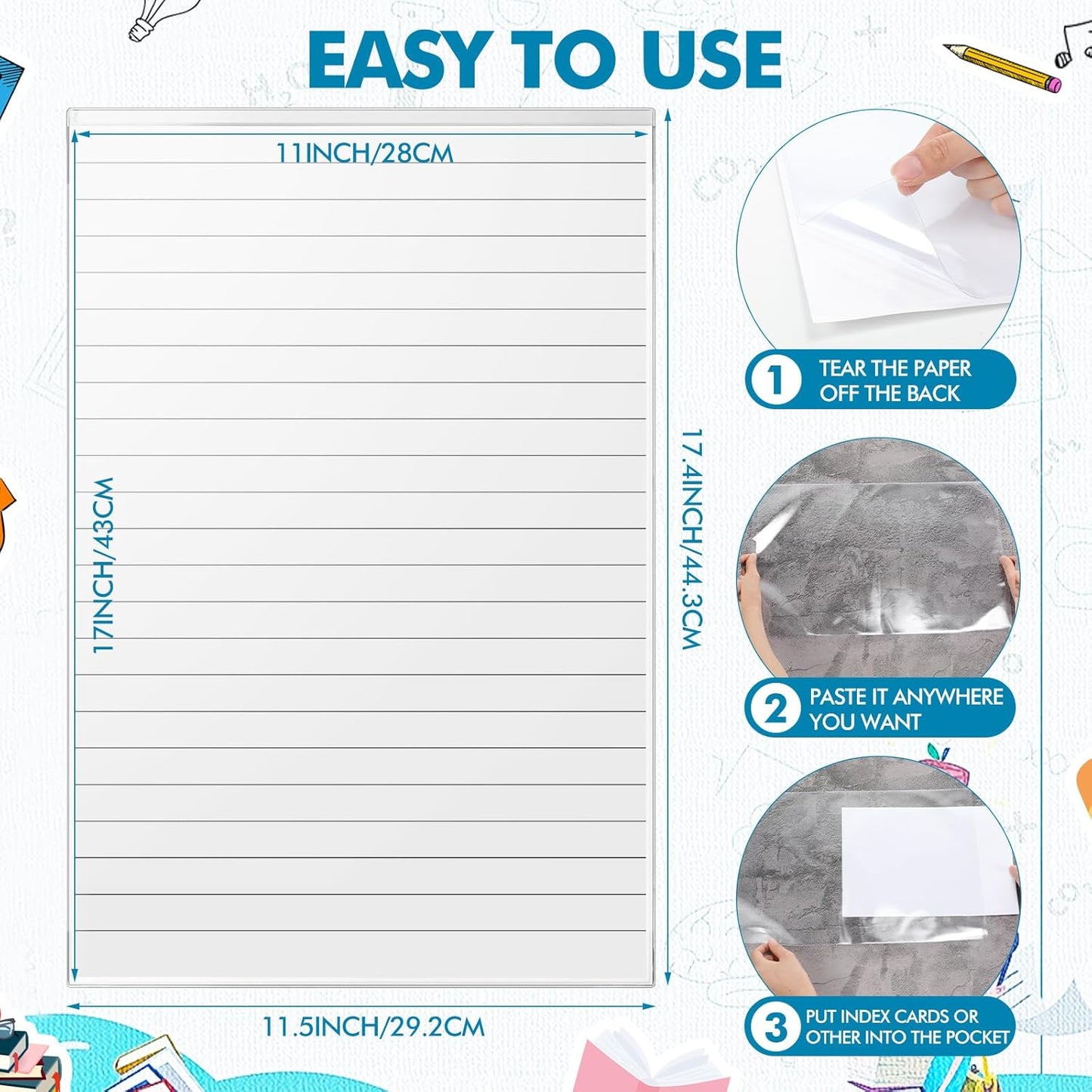 Outus Self Adhesive Shop Ticket Holders Clear Plastic Sleeves Adhesive Pockets Work Order Job Ticket Holders for Home Office Posting Signs (11 x 17 Inch,30 Pcs)