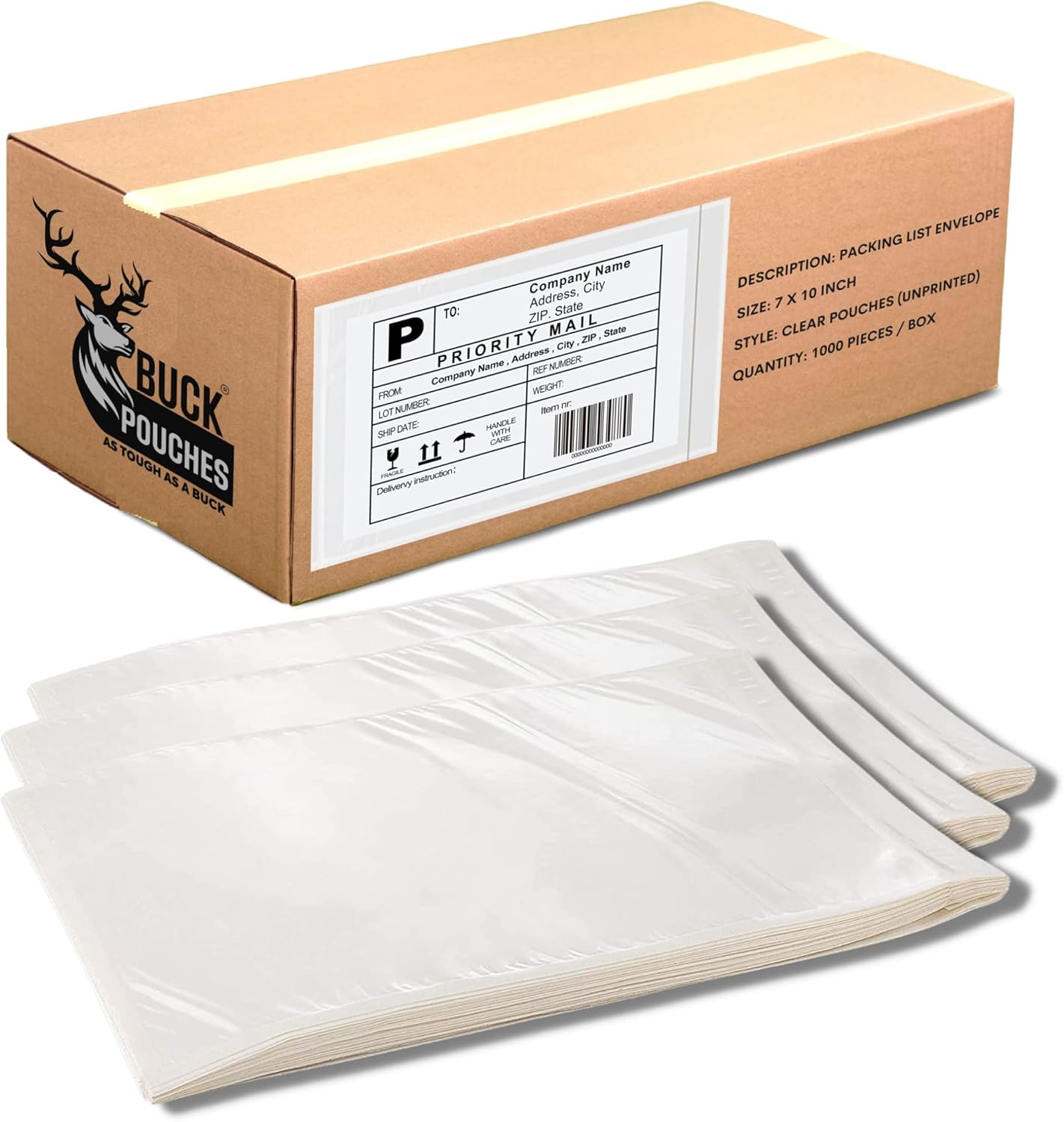 10,000 Pack 7"x10" Shipping Label Sleeves – Clear Self-Adhesive Packing Slip Pouches, Waterproof Packing List Envelopes – Ideal for Shipping Documents, Mailing Labels, Invoices & Packing Slips