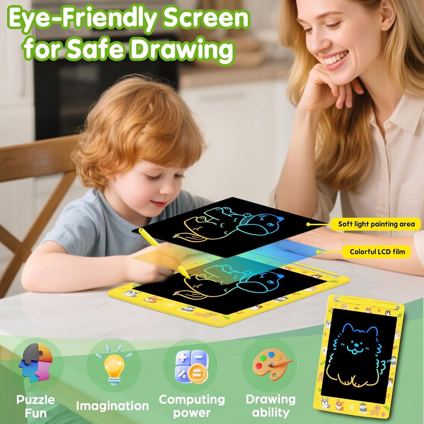 4 Pack LCD Writing Tablet for Kids, 8.5 Inch Colorful Doodle Board Drawing Pad, Educational Learning Travel Toys Birthday Gifts for Boys Girls Age 3 4 5 6 7 8